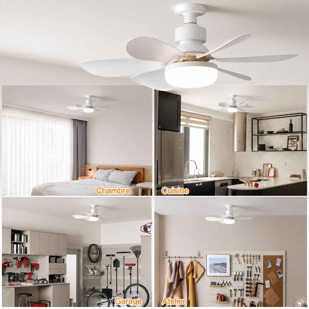 Ventilateur de Plafond LED E27 – Fraîcheur et Lumière en Un Seul Geste