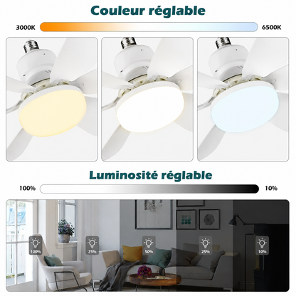 Ventilateur de Plafond LED E27 – Fraîcheur et Lumière en Un Seul Geste